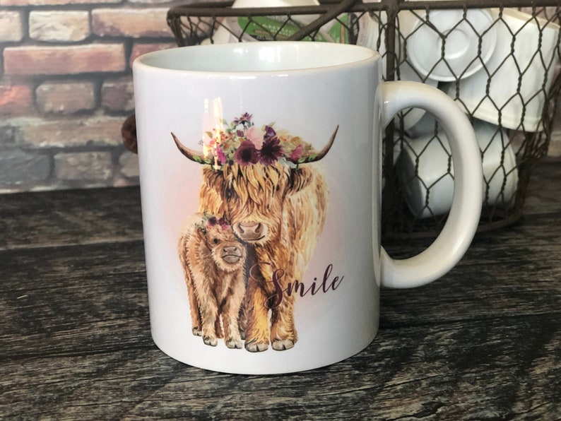 Cow Coffee Mug, Farm Mug, Cow Mugs, Coffee Mug, Scottish Highlander Gifts , Farm Birthday, Farm Mugs, Cow Gifts image 1