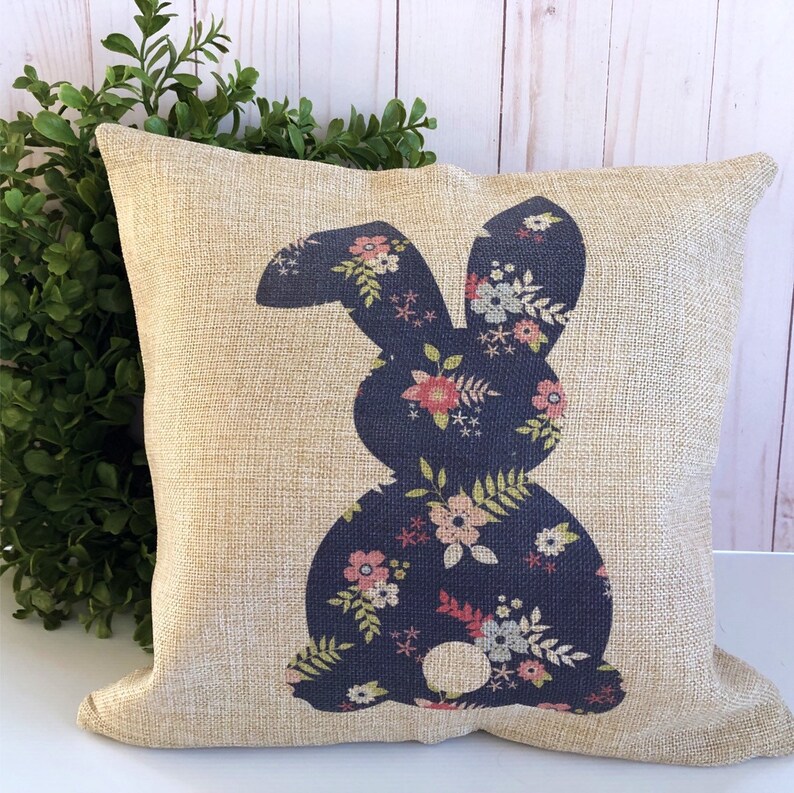 Easter Pillow Cover Bunny Pillow Cover Spring Burlap Pillow Etsy