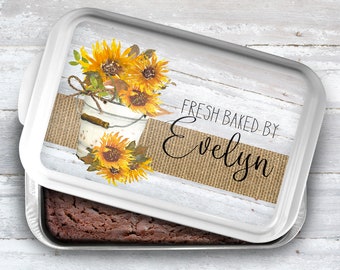 Sunflower White Cake Pan, Personalized Cake Pan, Casserole Dishes, Wedding Shower Gifts, Personalized Gifts, Mothers Day Gifts