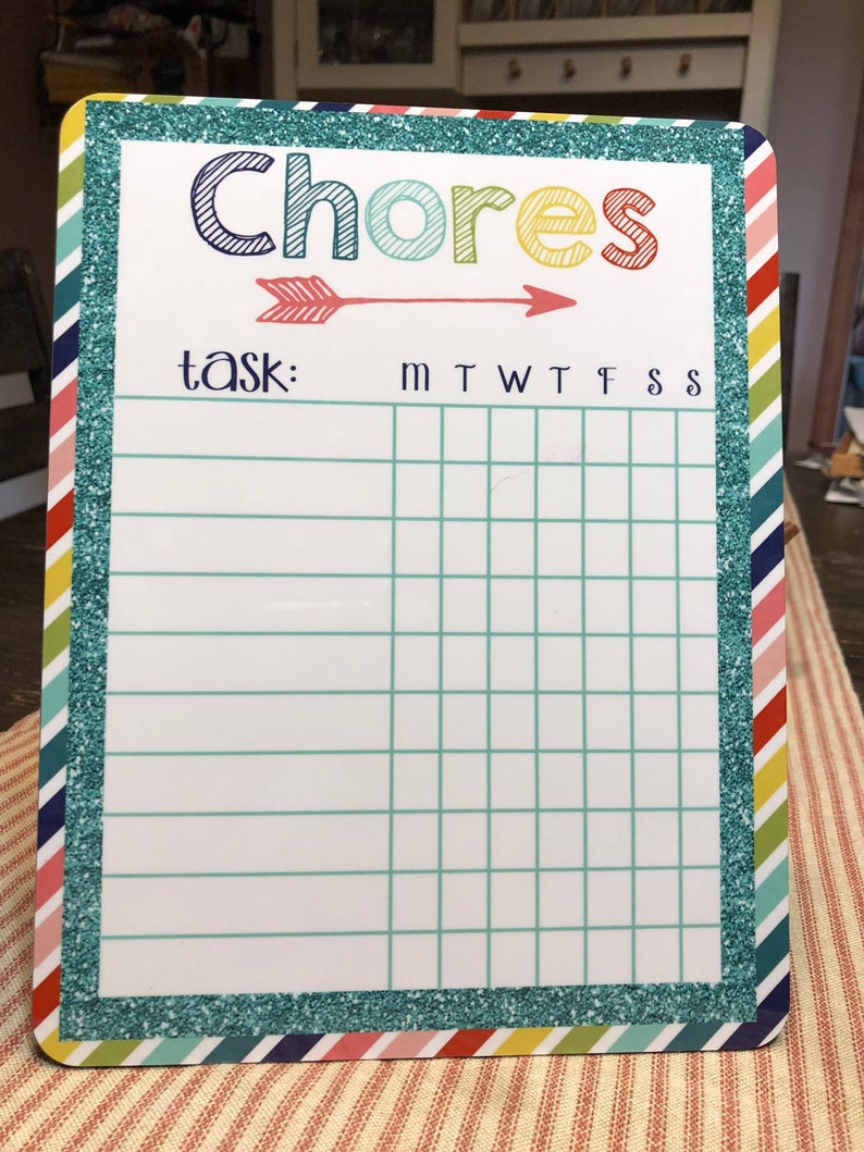 Personalized Chore Chart Dry Erase