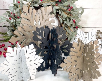 NEW! Large Snowflakes, Bronze Set of 5 wood snowflakes, Christmas Decor, Christmas Mantel Decor, Winter Decor, Snowflake decor