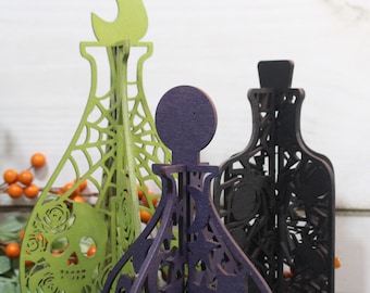 NOUVEAU ! Lot de 3 flacons de potion, décoration d'automne, plateau à plusieurs niveaux d'automne, décoration d'Halloween, décoration d'automne, plateau à plusieurs niveaux de saison, plateaux à plusieurs niveaux