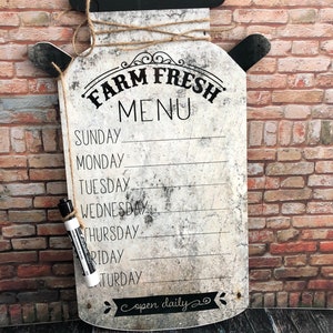 Menu effaçable à sec, Menu Farm Fresh, Menu en conserve de lait, Tableaux de menu image 1