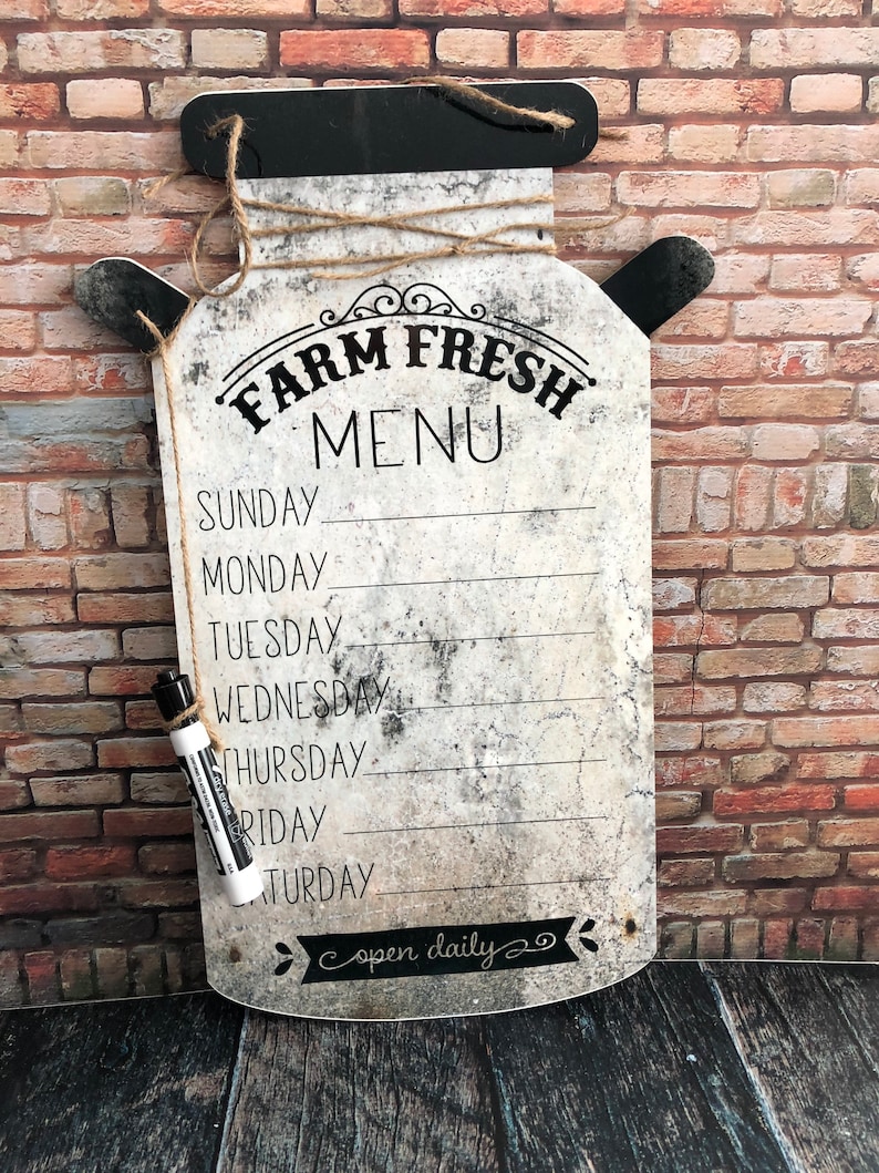 Menu effaçable à sec, Menu Farm Fresh, Menu en conserve de lait, Tableaux de menu image 1