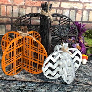 Set of 3 wood pumpkins,Fall Decor, Fall Tiered Tray, Halloween Decor, Fall Decor, Seasonal Tiered Tray, Tiered Trays, Wood Pumpkins