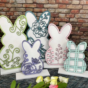 Set of 5 bunny shelf sitters, Easter Decor, Spring Tiered Tray, Spring Decor, Seasonal Tiered Tray, Easter Bunnies, Bunny Decor