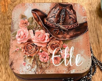 Cowgirl Hat Gepersonaliseerde Sieradendoos, Lentecadeaus, Moederdagcadeaus, Gepersonaliseerde Cadeaus, Lentecadeaus, Cadeaus voor mama, Oma Geschenken