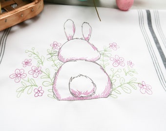 Embroidered Bunny Towel, Spring Kitchen Towels, Easter Kitchen Towels, Farm Kitchen Towels, Farm Decor, Kitchen Decor, Easter Decor