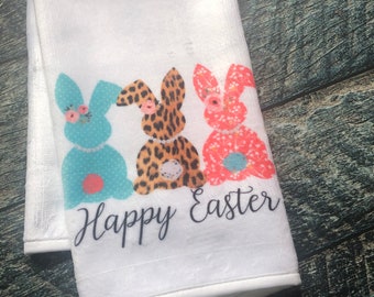Easter bunny Kitchen Towel, Easter Decor, Spring kitchen towels, kitchen decor, Flour Sack Towels, He is Risen kitchen towel