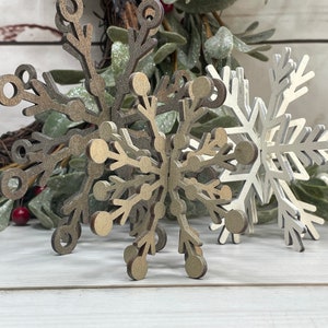 NEW! Bronze Set of 3 wood snowflakes, Christmas Decor, Christmas Tiered Tray, Winter Decor, Seasonal Tiered Tray, Snowflake decor