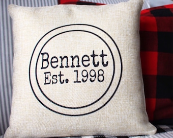 Personalized Pillows, Est. Pillows, Personalized Pillows, Farmhouse Decor, Last Name Pillow Covers, Personalized Gifts, Pillow Covers