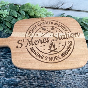 S'Mores Station Cutting Board, Kitchen Decor, Grilling, Camping Decor, Cutting Boards, Engraved Cutting Board, Summer Decor, Smores image 2