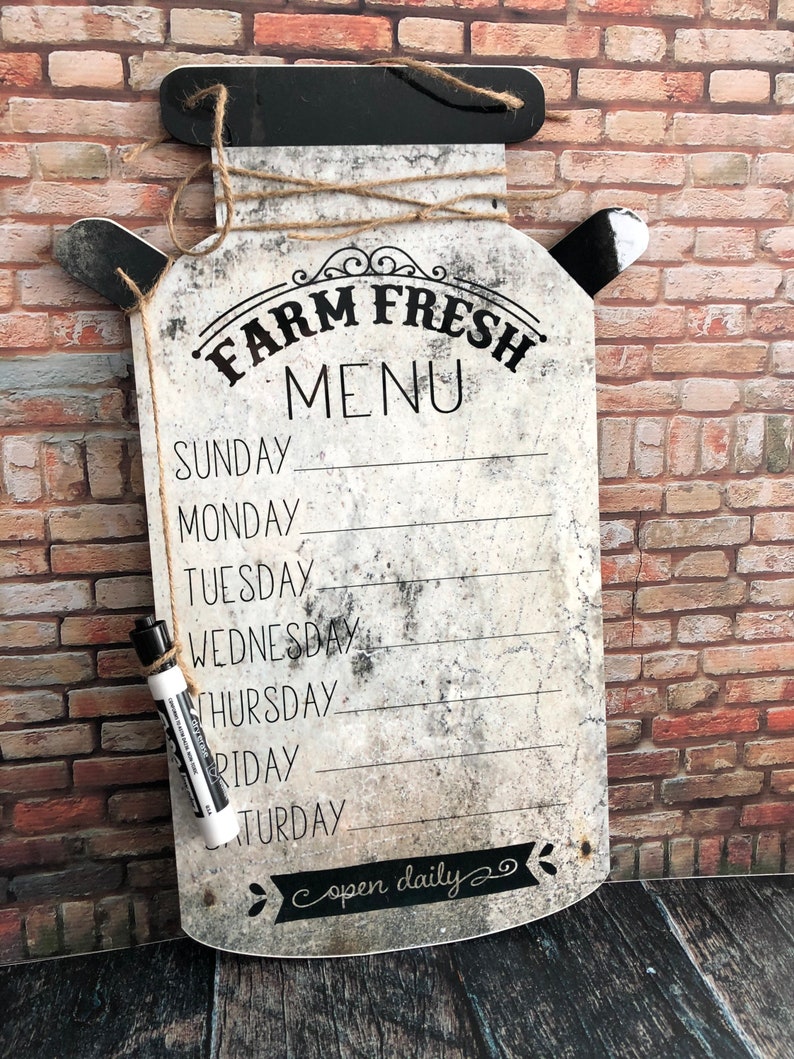 Menu effaçable à sec, Menu Farm Fresh, Menu en conserve de lait, Tableaux de menu image 4