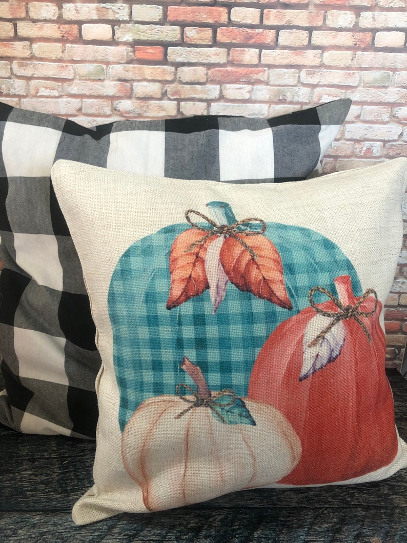 Pumpkin Trio Pillow Burlap Pillows Fall Decor Farmhouse Etsy