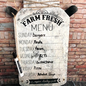 Menu effaçable à sec, Menu Farm Fresh, Menu en conserve de lait, Tableaux de menu image 2