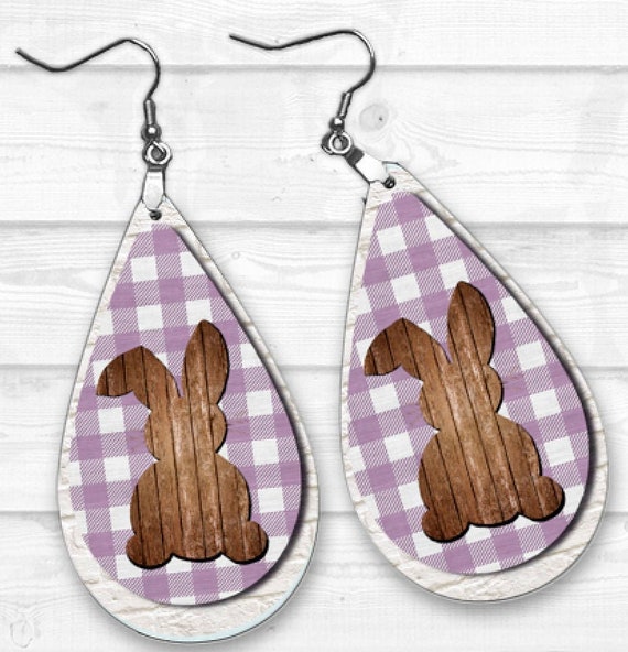 Bunny Earrings Plaid Bunny Earrings Plaid