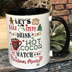 Let&#39;s Bake and Watch Christmas Movie Coffee Mugs, Funny Christmas Mugs, Christmas Coffee Mugs, Christmas mugs, Christmas gifts