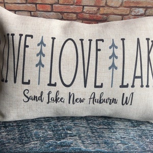 Personalized Lake Pillows, Lake Pillow Covers, Personalized Pillows, Summer Pillows, Personalized Gifts, Lake Decor, Cabin Decor