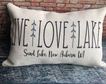 Personalized Lake Pillows, Lake Pillow Covers, Personalized Pillows, Summer Pillows, Personalized Gifts, Lake Decor, Cabin Decor