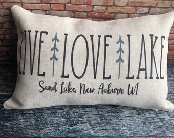 Personalized Lake Pillows, Lake Pillow Covers, Personalized Pillows, Summer Pillows, Personalized Gifts, Lake Decor, Cabin Decor