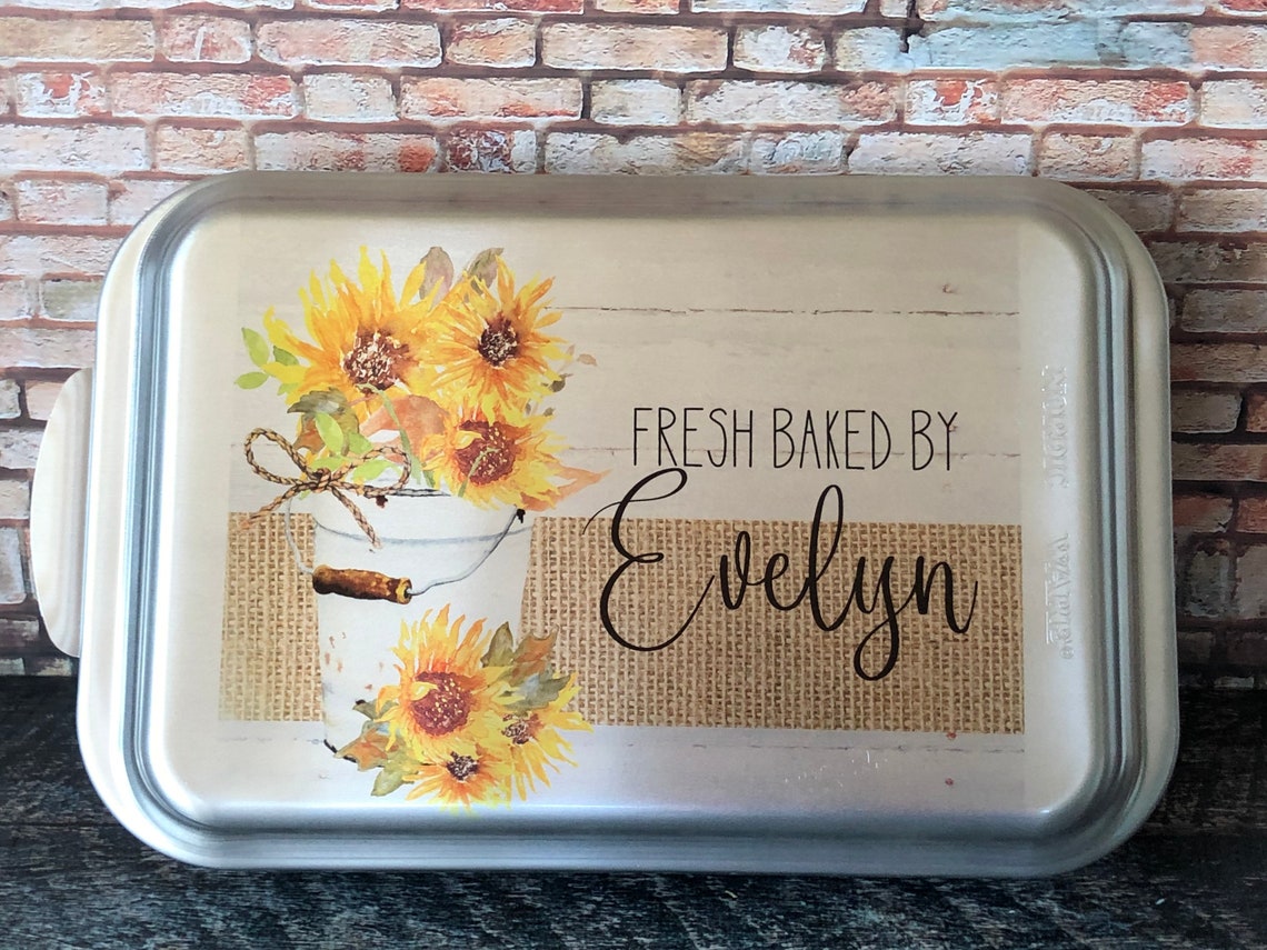 Sunflower Cake Pan Personalized Cake Pan Casserole Dishes Etsy