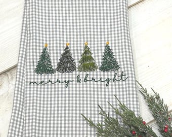 Besticktes Weihnachtshandtuch, Weihnachtsküchentücher, Weihnachtsdekoration, Weihnachtsbaumtuch, Küchendekoration, Weihnachtshandtücher