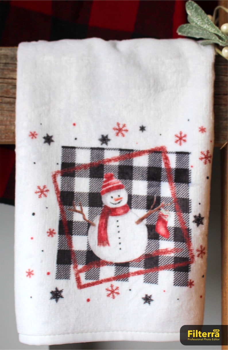 Snowman Christmas Towel Christmas Kitchen Towels Red Snowman Etsy