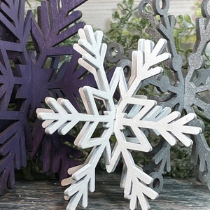 Purple Set of 3 wood snowflakes , Christmas Decor, Christmas Tiered Tray, Winter Decor, Seasonal Tiered Tray, Tiered Trays, Snowflake decor image 4