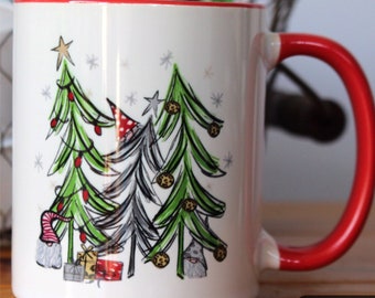 Mug nain de Noël, tasse à café nain de jardin, tasses de Noël, tasses à café, gnomes rigolos