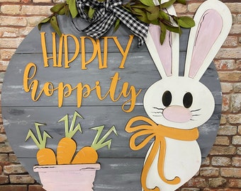 Hippity Hoppity Sign, Easter Decor, Easter Signs, Easter Door Hanger, Spring Door Hanger, Front Door Sign, Spring Decor, Spring Farmhouse