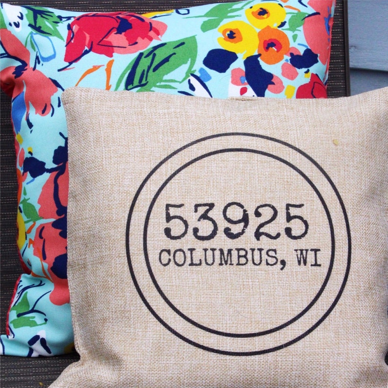 ZIP Code Pillows Personalized Pillows Farmhouse Decor Etsy