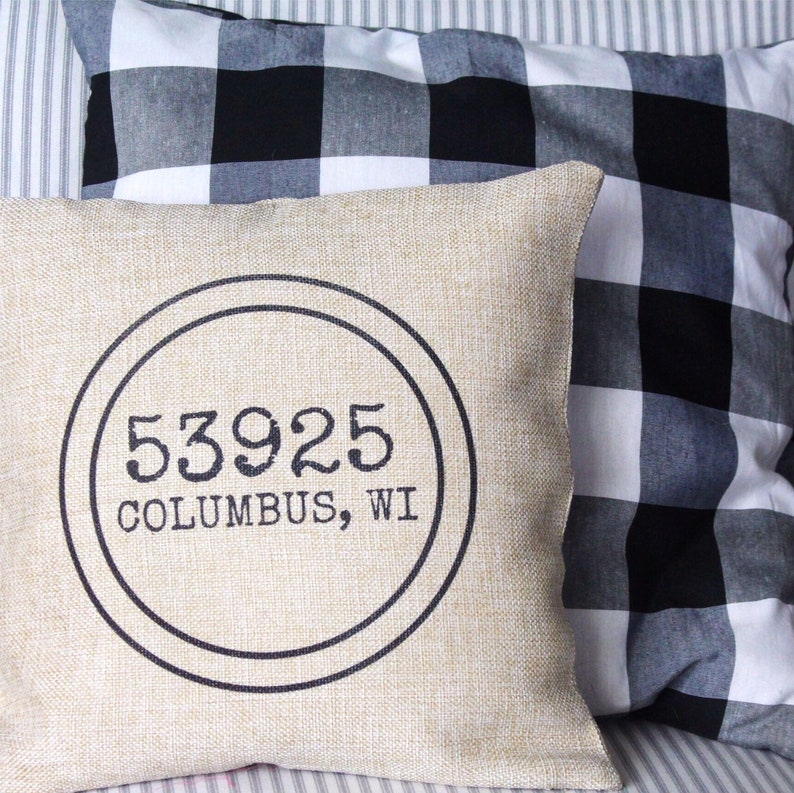 ZIP Code Pillows Personalized Pillows Farmhouse Decor Etsy