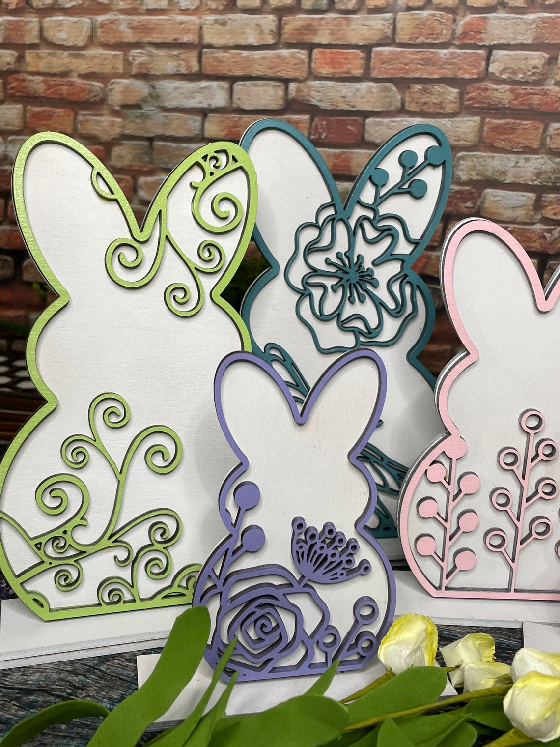 Set of 5 Bunny Shelf Sitters Easter Decor Spring Tiered - Etsy