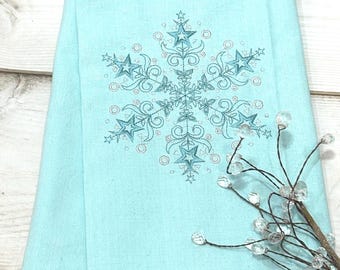 Embroidered Snowflake Towel, Christmas Kitchen Towels, Christmas Decor, Snowflake Towel, Kitchen Decor, Christmas Towels, Winter Decor