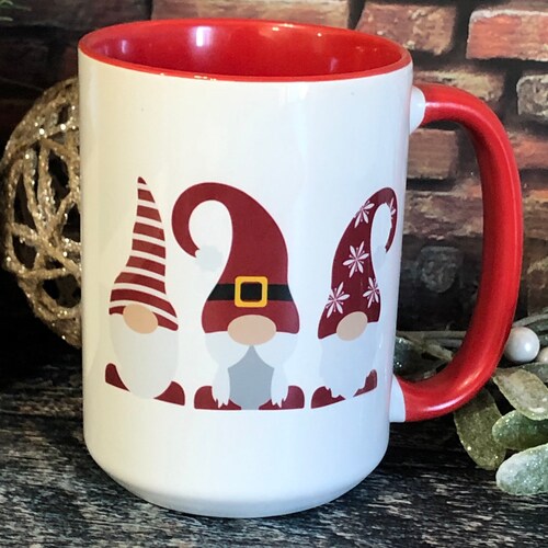 Red Gnome Christmas Coffee Mugs Funny Christmas Mugs Etsy