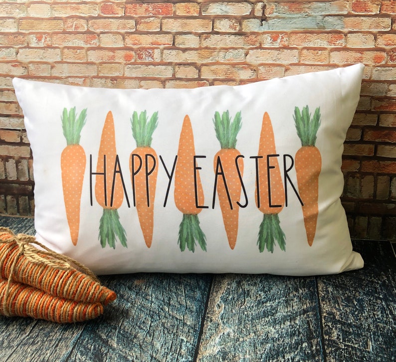 Happy Easter Carrot Pillows Easter Pillow Covers Throw Etsy