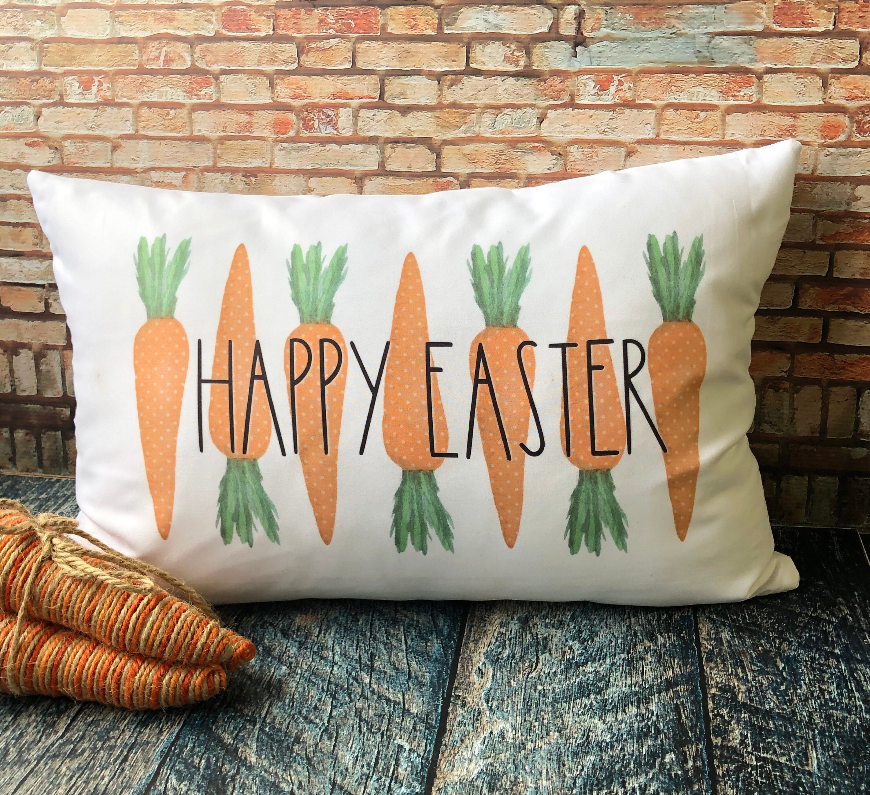 Happy Easter Carrot Pillows Easter Pillow Covers Throw Etsy