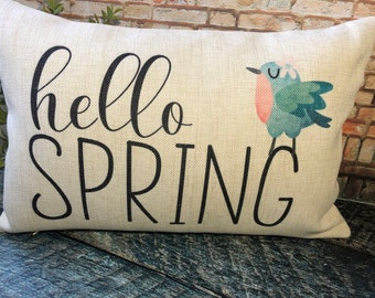 Hello Spring Pillows, Easter Pillow Covers, Throw Pillow Covers, Spring Decor, Rectangle Pillow Covers, Spring Pillows, Farmhouse