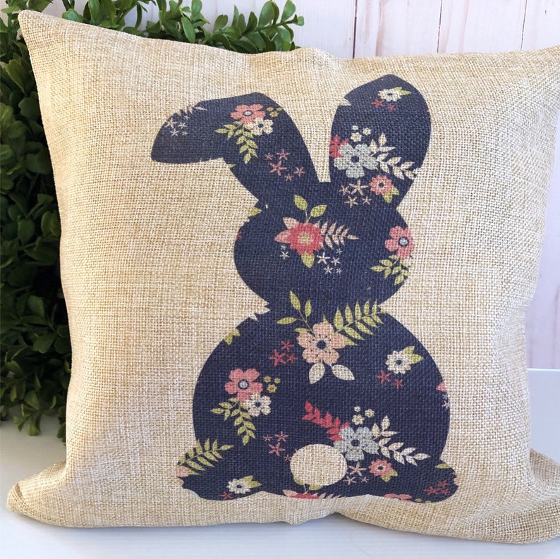 Easter Pillow Cover Bunny Pillow Cover Spring Burlap Pillow Etsy