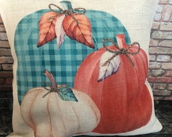 Pumpkin Trio Pillow, Burlap Pillows, Fall Decor, Farmhouse Decor, Autumn Decor, Fall Pillows, Porch Pillows, Thanksgiving Decor