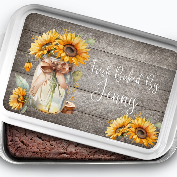 Sunflower Jar White Cake Pan, Personalized Cake Pan, Casserole Dishes, Wedding Shower Gifts, Personalized Gifts, Mothers Day Gifts