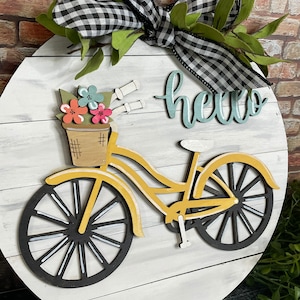 Hello Bike Sign, Summer Decor, Summer Signs, Summer Door Hanger, Spring Door Hanger, Front Door Sign, Spring Decor, Spring Farmhouse