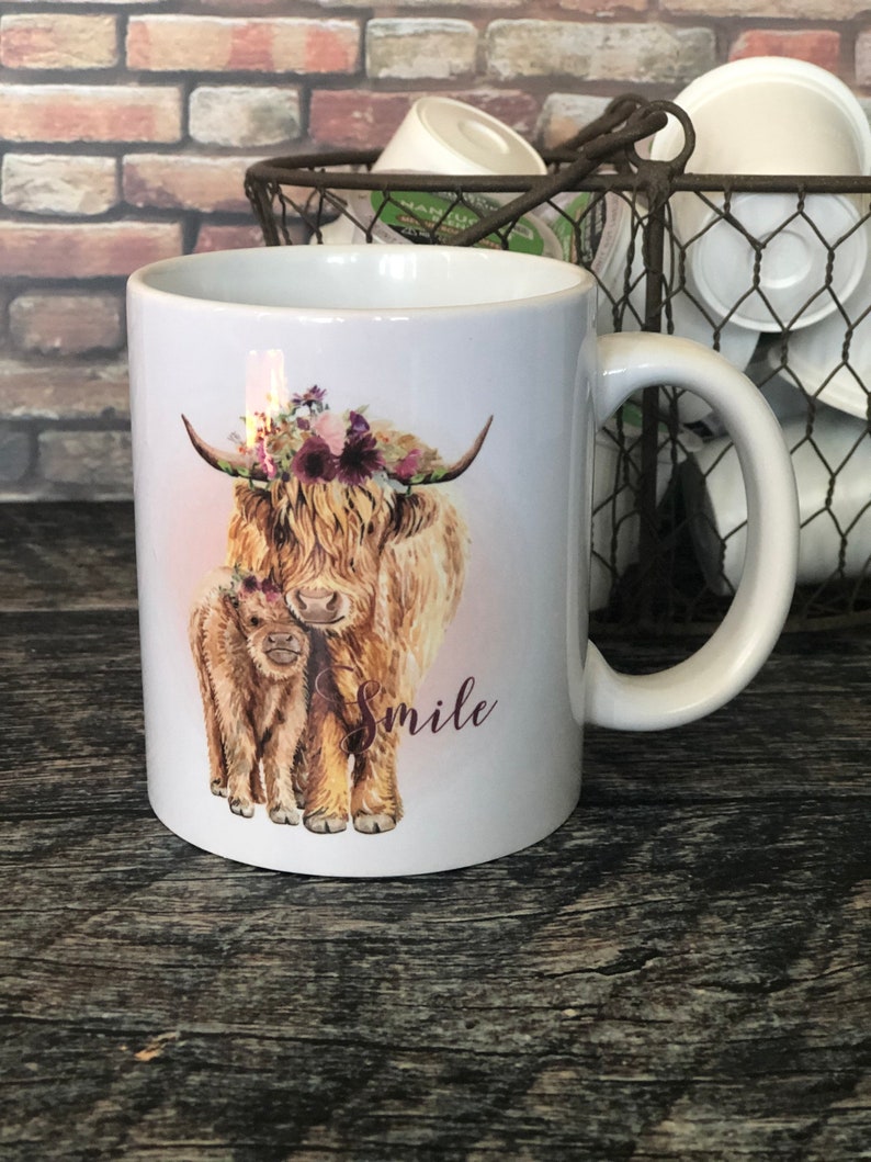 Cow Coffee Mug, Farm Mug, Cow Mugs, Coffee Mug, Scottish Highlander Gifts , Farm Birthday, Farm Mugs, Cow Gifts image 2