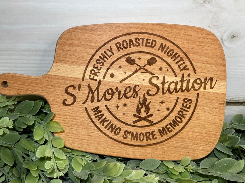 S'Mores Station Cutting Board, Kitchen Decor, Grilling, Camping Decor, Cutting Boards, Engraved Cutting Board, Summer Decor, Smores image 1