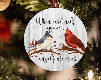 Cardinal Round Ornament, 2025 Ornaments, Memorial Ornaments, Christmas Decor, Cardinal Ornaments, Farmhouse Christmas Ornaments