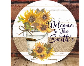 Sunflower Door Hanger, Personalized Door Hanger, Sunflower Sign, Summer Door Hangers, Personalized Door Hangers, Porch Decor, Sunflowers