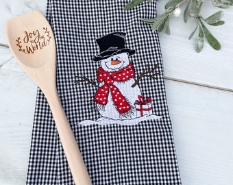 Embroidered Snowman Towel, Christmas Kitchen Towels, Christmas Decor, Snowman Gifts, Kitchen Decor, Christmas Towels