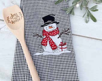 Embroidered Snowman Towel, Christmas Kitchen Towels, Christmas Decor, Snowman Gifts, Kitchen Decor, Christmas Towels