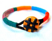 Wrap bangle, Rope Bracelet, bangle bracelet, colorful bangle, color block bracelet, statement bangle, tribal bracelet, polymer clay bracelet