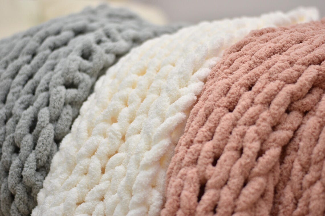 Fluffy knit blanket throw chunky knit big knit big Etsy
